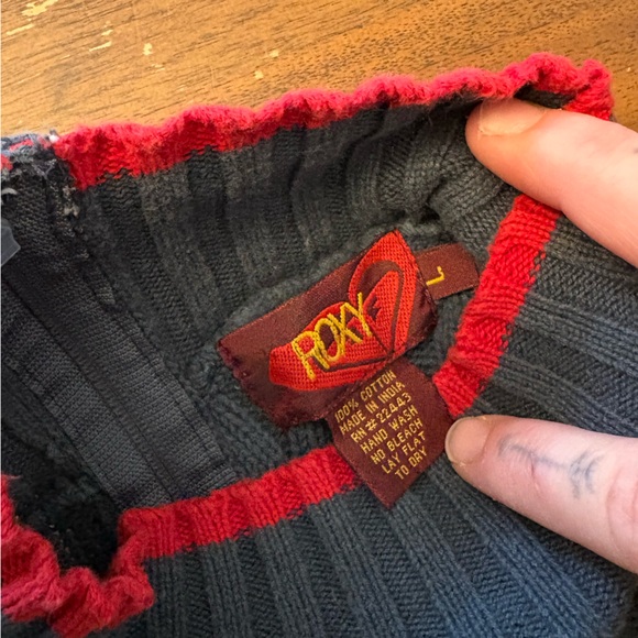 Striped Roxy Ribbed Y2K Sweater Size Large - Picture 3 of 5